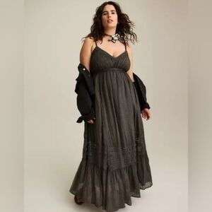 Torrid Festi Lace-Trim Maxi Dress Deep Black
